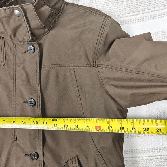 Aigle Brown Hooded Jacket Purple Lining 4 Pocket Women’s Size 40 M - Picture 4 of 9